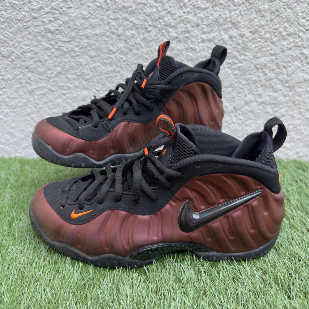 Nike Air Mens Size 10.5 Foamposite Pro Hyper Crimson Black Orange 624041-800